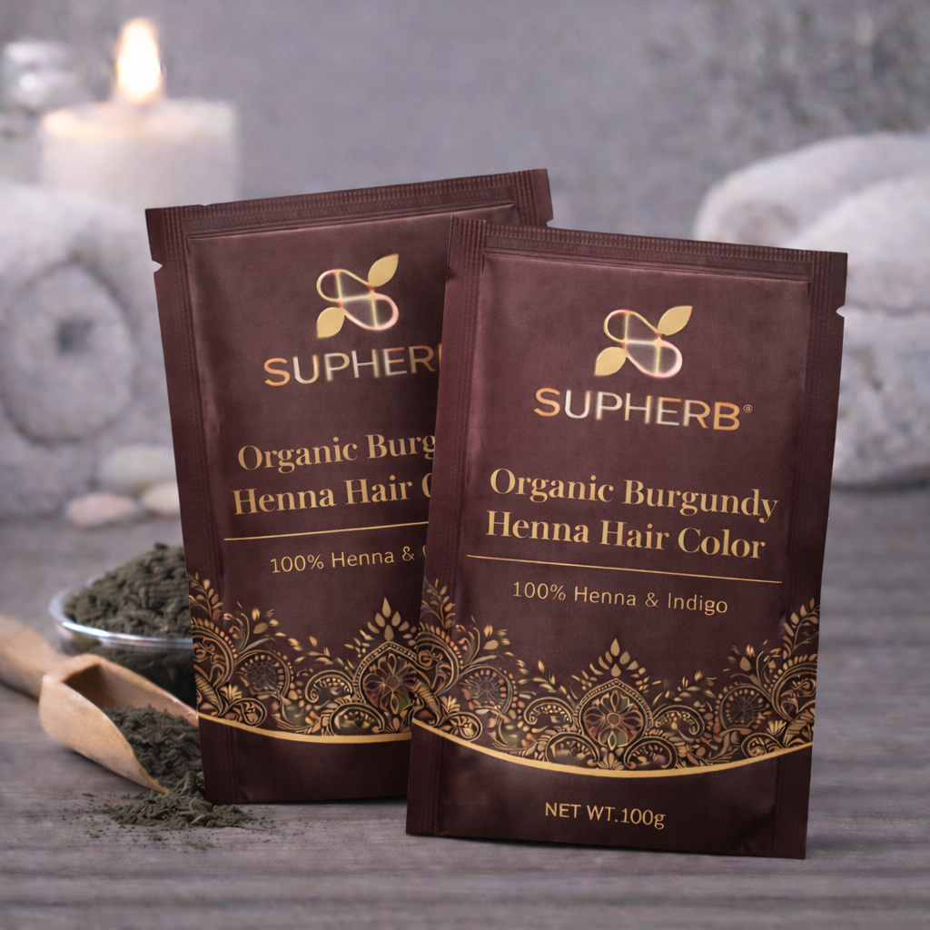 Organic Henna Hair Color Burgundy Shade | SUPHERB