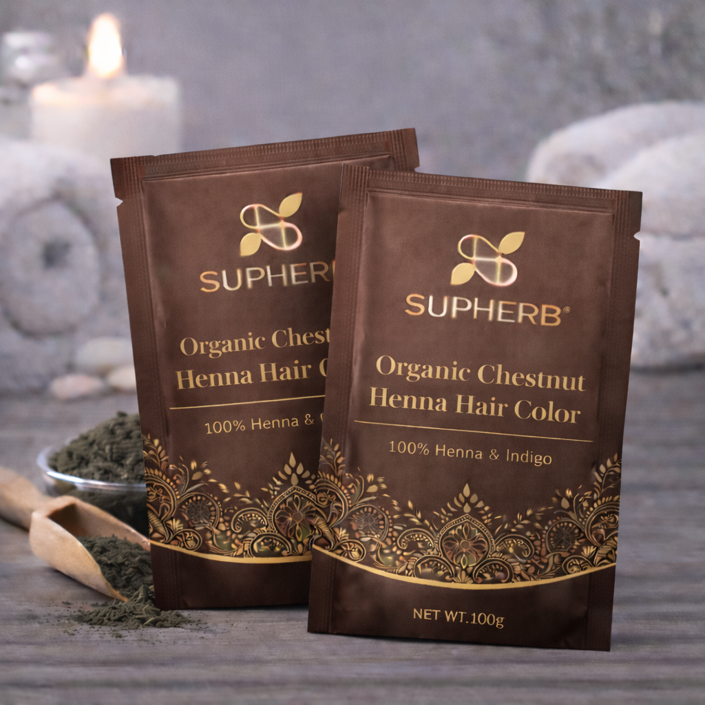 Organic Henna Hair Color Chestnut Shade | SUPHERB