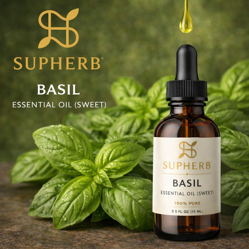 Basil Essential Oil Sweet Ocimum Basilicum | SUPHERB