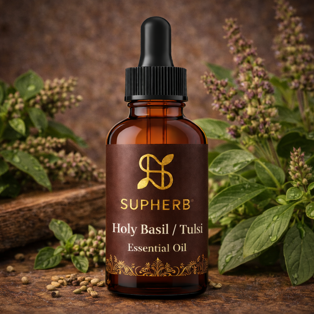 Holy Basil Tulsi Essential Oil Ocimum Tenuiflorum | SUPHERB